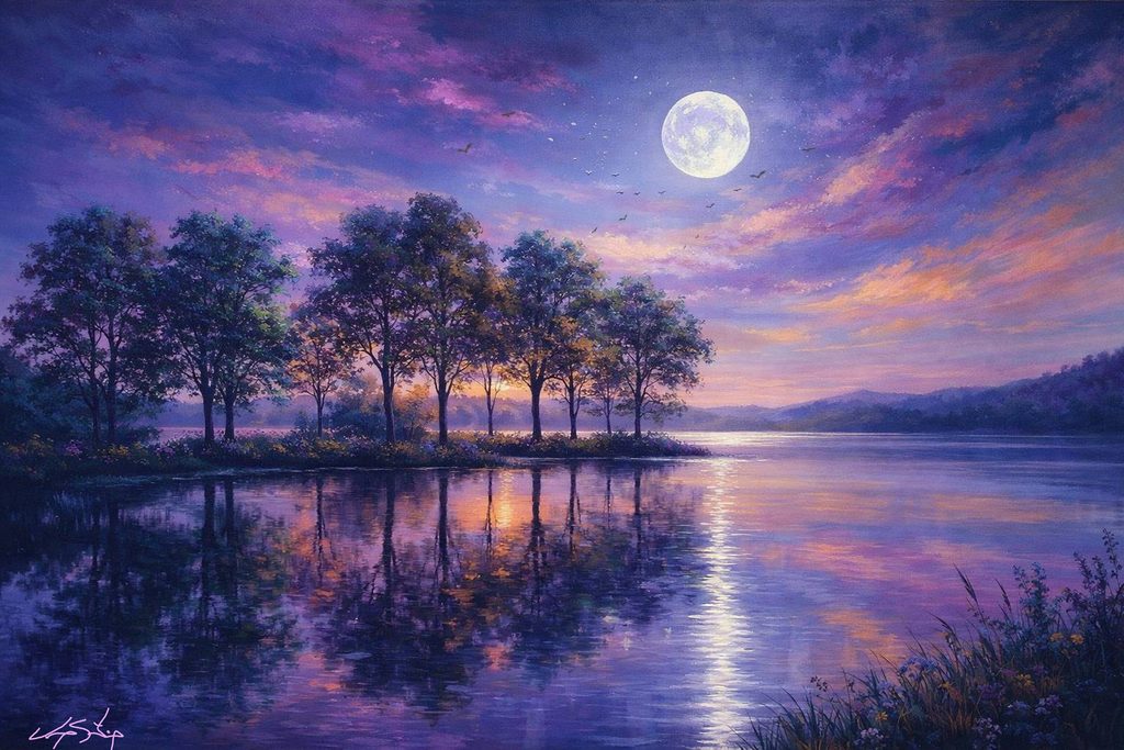 Purple Moonlight Reflection