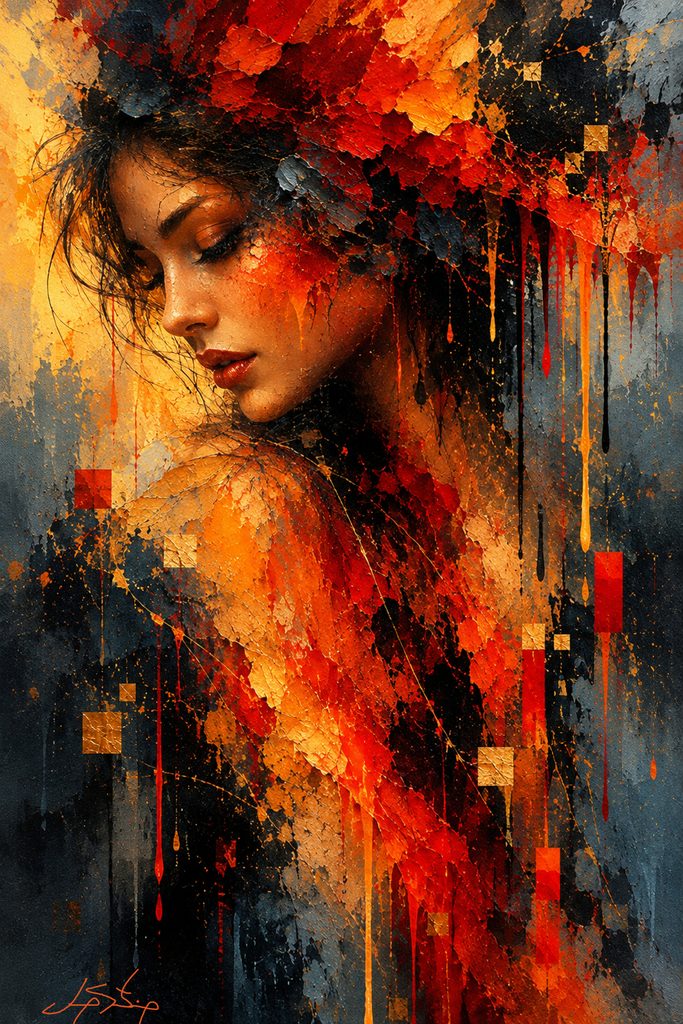 Crimson Solitude abstract art print