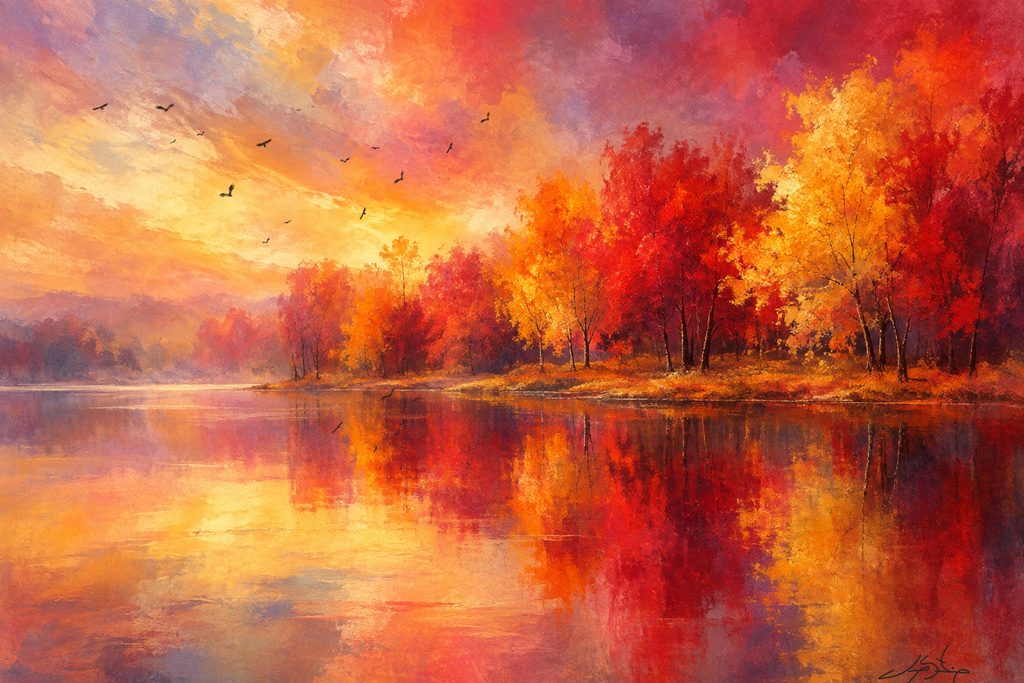 crimson sunset reflection