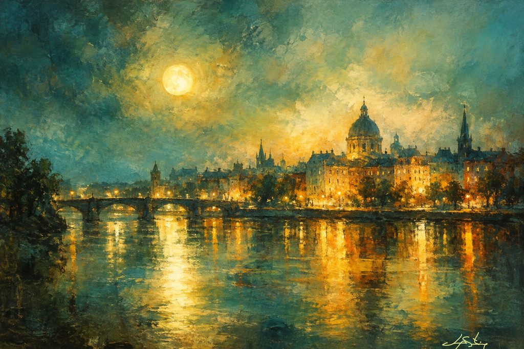 Midnight River over Prague