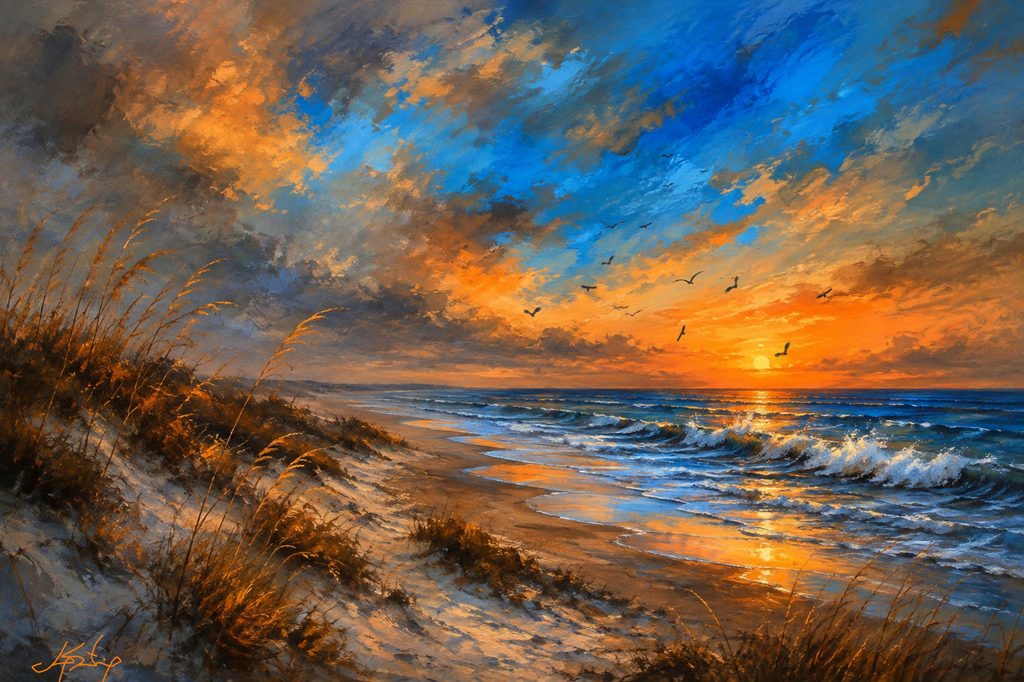 sunset ocean beach