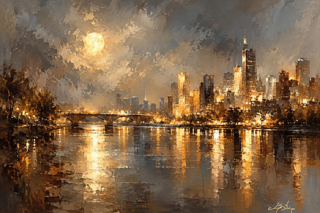 Golden City Glow art print