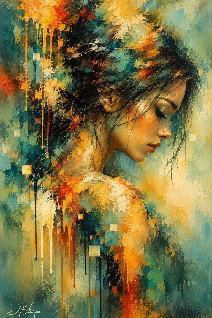 Cascading Emotions abstract portrait