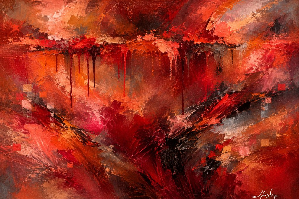 red abstract wall art print